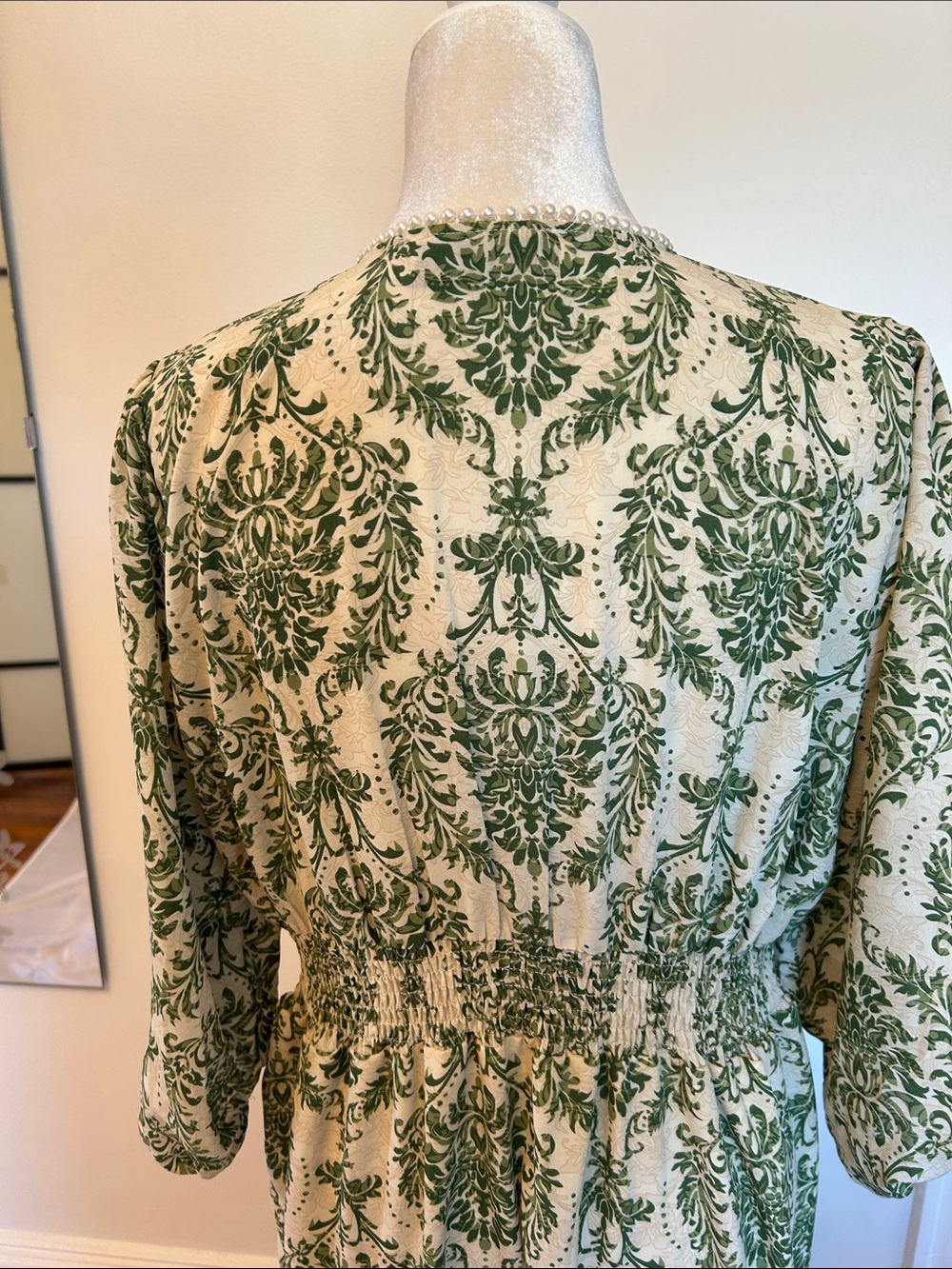 Green Damask Print Maxi Dress for Women - Picture 8 of 16
